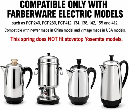 Vista 3 de Univen Muelle de tubo de bomba compatible con percoladores de café eléctricos Faberware FCP240 FCP280 FCP412 134 138 142 155