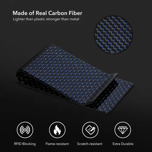 Vista 22 de SERMAN BRANDS Clip de dinero de fibra de carbono para hombres – Cartera delgada con clip de dinero RFID, bolsillo frontal minimalista, cartera EDC