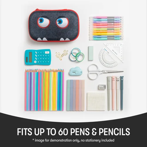 Vista 4 de ZIPIT Wildlings - Estuche para lápices para niños, estuche de gran capacidad y lindo para la escuela, caja organizadora de papelería, negro