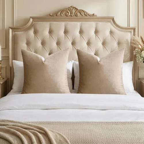Vista 25 de GIGIZAZA Juego de 2 fundas de almohada doradas de terciopelo de 20 x 20 pulgadas para sofá Almohadas para sofá, tela texturizada suave de 9.88