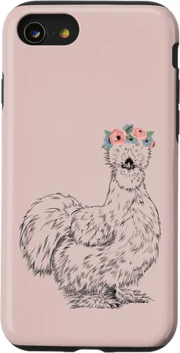 Vista 18 de Silkie Chicken with Floral Headband Farm Animal Funda para iPhone 17