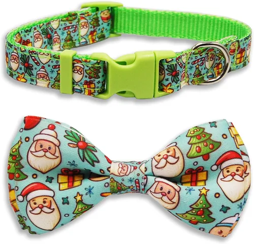 Vista 8 de Collar de perro de Halloween con corbatín, collar ajustable de vacaciones con estampado de fantasma con hebilla resistente, 3 tamaños para perros