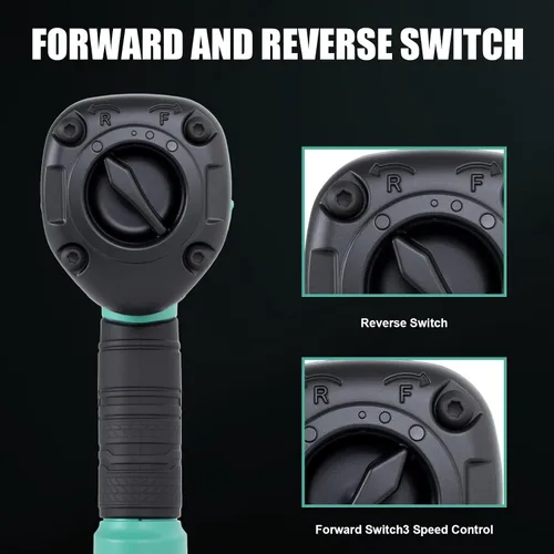 Vista 5 de Dotool Llave de impacto neumática de 1/2 pulgada, unidad cuadrada, resistente, 880 ft-lbs, salida de par de aflojamiento máximo, llave de impacto
