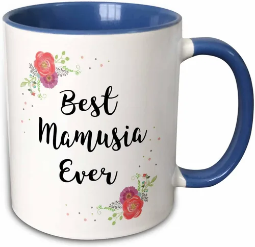 Vista 8 de 3dRose InspirationzStore – Love Series – Floral Best Mamusia Ever bonita acuarela rosa flores – Polaco mamá – tazas (taza_311973), Negro/Blanco