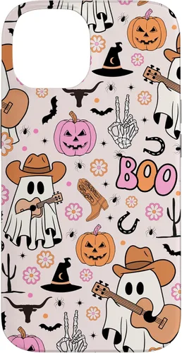 Vista 4 de Spooky Ghost Cowboy Cute Halloween Boo Western Retro Pastel Case for iPhone 17