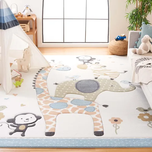 Vista 11 de SAFAVIEH Carousel Kids Collection - Alfombra decorativa de 2 x 3 pies, color marfil, diseño animal, no desprende pelusa y de fácil cuidado, ideal