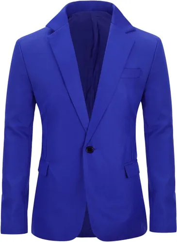 Vista 57 de YUNCLOS Chaqueta blazer casual de 1 botón con solapa con muescas para hombre