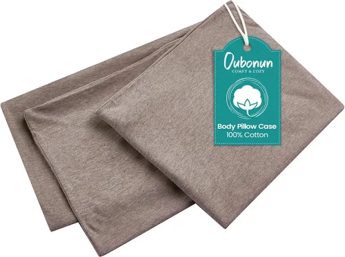 Vista 14 de Oubonun Funda de almohada corporal 100% algodón jersey con cremallera, funda de almohada extraíble suave de lujo, larga y esponjosa, de punto