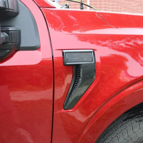 Vista 3 de Cubiertas de molduras de emblema de insignia de ventilación lateral de guardabarros de fibra de carbono, accesorios compatibles con Ford F150