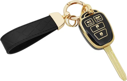 Vista 5 de Funda protectora de TPU para llavero compatible con Toyota Camry 2012-2017 2014-2017 Corolla Smart Remote Key Fob (negro)