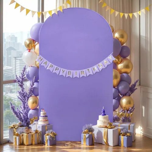 Vista 21 de Baby Blue Arch Backdrop Cover, 6FT Spandex Fitted Wedding Arch Stand Covers Round Top Chiara Backdrop Cover for Birthday Party Ceremony Banquet Azul