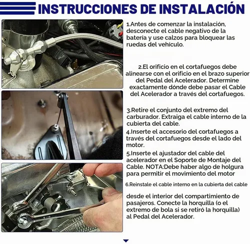 Vista 4 de Kit de cable de acelerador universal de 24 pulgadas, de acero inoxidable, trenzado ajustable, kit de bloqueo de cubierta de cable de acelerador
