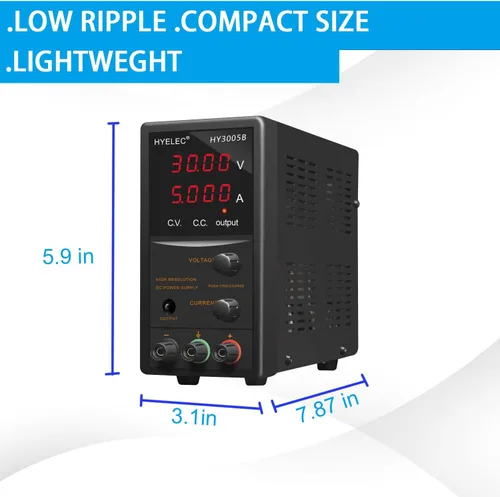 Vista 7 de Fuente de alimentación de CC variable, fuente de alimentación de banco de CC regulada de conmutación ajustable de 30 V 5 A con pantalla LED de 4
