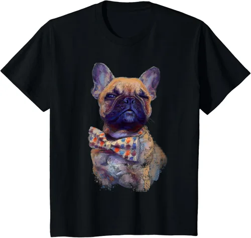Vista 38 de Camiseta de bulldog francés con estampado realista, artística de bulldog francés, Negro, S