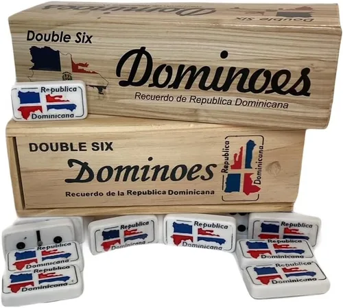 Vista 5 de Bandera de país de República Dominicana grabada dominó doble seis