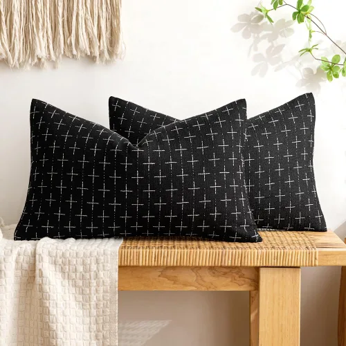 Vista 59 de MIULEE - Juego de 2 fundas de almohada decorativas de lino de arpillera, modernas, estilo campestre, rústicas, tejidas, con textura, para sofá, Gris