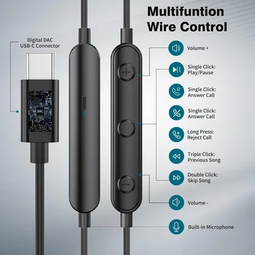 Vista 3 de APETOO Auriculares USB C para Samsung Galaxy S24 Ultra S23 FE S22 S21 A55 A54 A53 Auriculares magnéticos con cable con cancelación de ruido