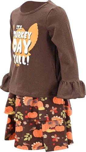 Vista 2 de Unique Baby Girls 2pc Skirt Set Outfit Long Sleeve Top with Skirt