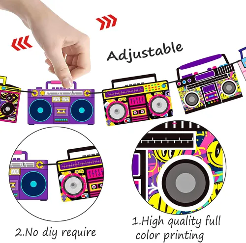 Vista 4 de Cinta de casete para fiestas, decoración de fiesta, 4 unidades de radio, boombox, decoración de fiesta de 1980, decoración de fiesta de hip hop