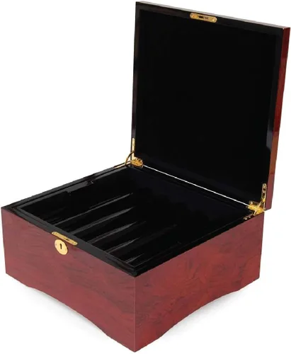 Vista 3 de Juego de fichas de póquer Grand Lux de madera brillante de 750 unidades, 8 rayas