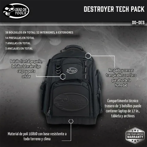Vista 2 de Dead On Herramientas DO-DES Gear Destroyer Tech Pack, Negro