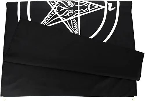 Vista 2 de ANJOR Bandera de Satanás Templario de la Iglesia Baphomet de 3x5 pies