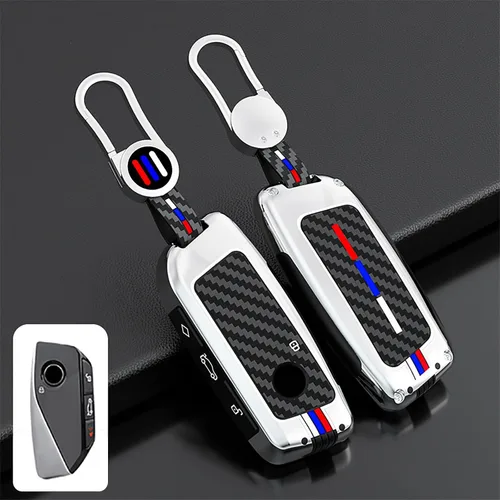 Vista 8 de OLLEN Funda para llavero de aleación de zinc pesada, apta para BMW 2023 ~ en adelante 5/7 Series 740i 760i X1 X2 X3 X3 X5 X6 X7 XM IX IX IX3 I5 I7