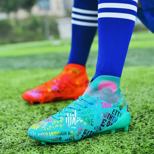 Vista 3 de MAUGELY Zapatos de fútbol para hombre con tacos firmes, ligeros, para correr, exteriores, cómodos, para entrenamiento, forro polar verde