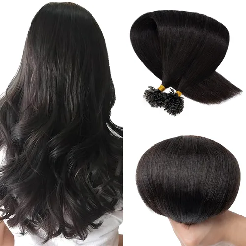 Vista 26 de SEGO Extensiones de cabello humano con micro cuentas, extensiones de cabello humano con micro bucle, lacio, natural, fusión fría, 1.76 oz/paquete