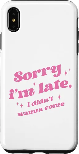 Vista 7 de Carcasa estética para iPhone 15 Sorry I'm Late I Didnt Want To Come, color rosa