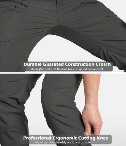 Vista 5 de CARWORNIC Pantalones tácticos ligeros para hombre, pantalones cargo militares, resistentes al agua, para senderismo, trabajo