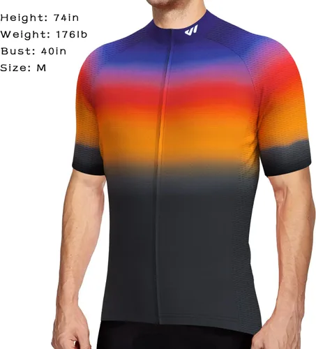 Vista 2 de Lo.gas Maillot de ciclismo para hombre, manga cortalarga, camisas de ciclismo con cremallera completa con bolsillos, ropa de bicicleta de carretera