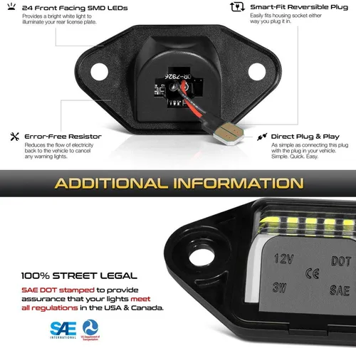 Vista 5 de VIPMOTOZ Luz de matrícula LED completa para Ford E-150 E-250 E-350 Econoline E-450 E-550 Super Duty Cargo Van 1992-2018, 6000K diamante blanco, 1