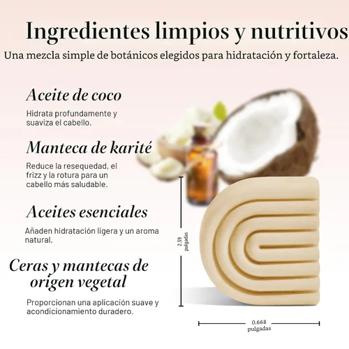 Vista 5 de Barra de acondicionador de hidratación profunda de aceite de coco Kitsch - Acondicionador ecológico sin botella. Nutre y restaura el cabello seco