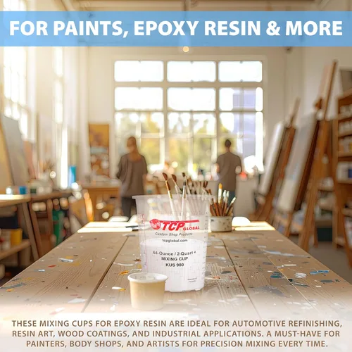 Vista 6 de Custom Shop Vasos para mezclar pintura, 64 onzas (caja de 100) – Vasos medidores de plástico para líquidos, pintura automotriz, resina epoxi, arte