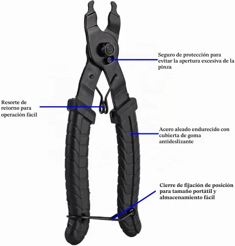 Vista 3 de Juego de herramientas de reparación de cadena de bicicleta, herramienta de cadena de bicicleta, alicates de eslabón maestro, cortador y verificador