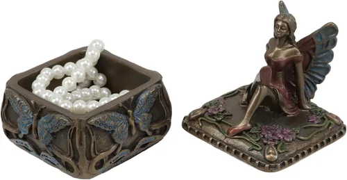 Vista 5 de Ebros - Joyero decorativo Art Nouveau Fantasía Mariposa Mariposa Hada Fae Magical Secret Garden Joyero Hadas Deseando Hadas Coleccionables Pequeña