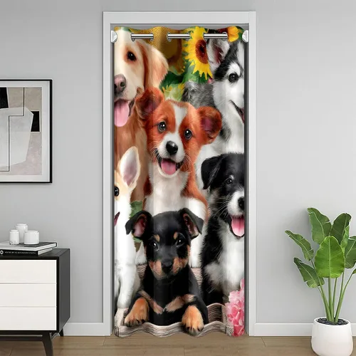 Vista 10 de Cortina opaca bohemia floral para dormitorio, cortina bohemia para puerta, 34 pulgadas de ancho x 80 pulgadas de largo, cortina de jardín de plantas