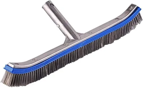 Vista 2 de Cepillo de piscina para limpiar paredes de piscina, azulejos y suelos, cepillo de cerdas de alambre de acero inoxidable de aluminio resistente de 18