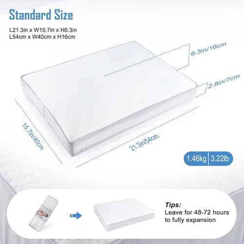 Vista 7 de COOLBEBE Almohadas de cuello de espuma prémium para aliviar la presión, almohadas de cubo estándar suaves para dormir, cómoda almohada cervical