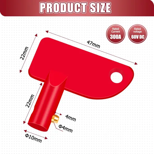 Vista 3 de Llave de desconexión de batería Ø14mm 2 unidades, interruptor de desconexión de batería de plástico ABS, llave de desconexión de batería
