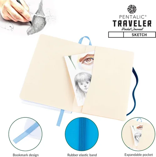 Vista 4 de Cuaderno de bocetos Travelers Dot Grid Pentalic Art, libre de ácidos