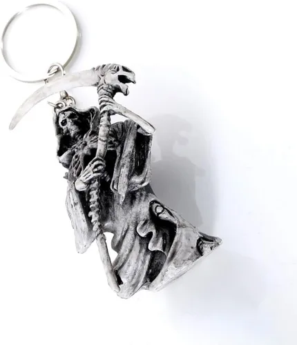 Vista 5 de Llavero de calavera de Halloween, llavero de la parca de goma, llavero de esqueleto de goma, novedoso soporte para llaves, colgante para regalos