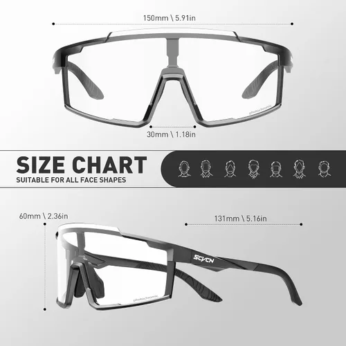 Vista 5 de SCVCN Gafas de sol de ciclismo fotocromáticas deportivas para hombres y mujeres, gafas de montaña MTB, protección UV, conducción y correr