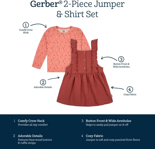 Vista 6 de Gerber Conjunto de vestido de 2 piezas para bebés y niñas pequeñas