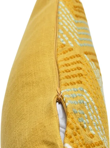 Vista 8 de Creative Co-Op Almohada bordada de algodón con borlas lumbares, 20 pulgadas de largo x 12 pulgadas de ancho x 2 pulgadas de alto, multicolor
