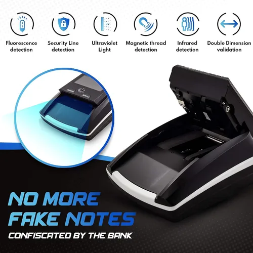 Vista 4 de DETECK DT10C Máquina detector de billetes falsificados portátil, dirección automática de 4 vías USD y EUR contador de valor, detector de dinero