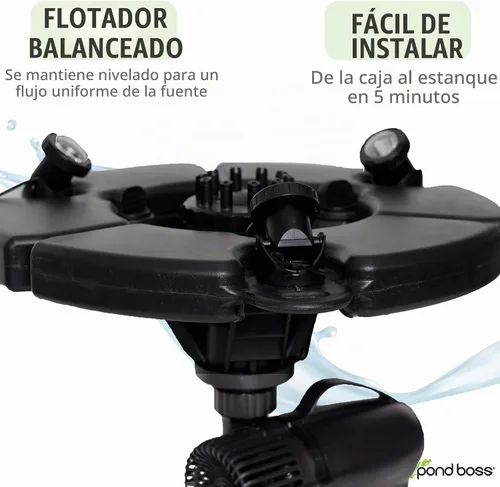 Vista 4 de pond boss Fuente flotante PRO con luces, 1/2 hp, bomba 5000 GPH