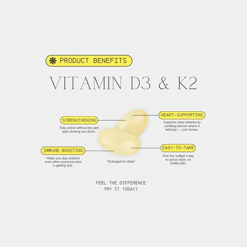 Vista 3 de Vitamina D3 K2, 10000 UI de vitamina D3 con K2 MK-7 200 mcg, suplemento D3 K2 para apoyo óseo y absorción de calcio, 180 cápsulas blandas