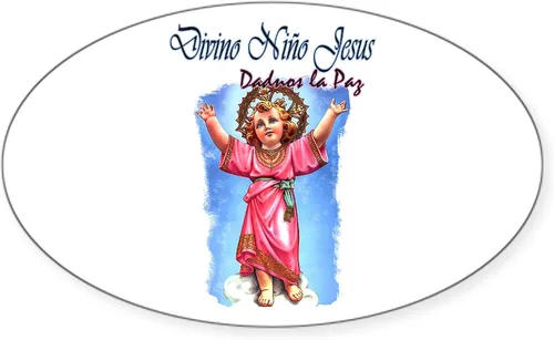 Vista 4 de CafePress El Divino Niño - Calcomanía ovalada para parachoques